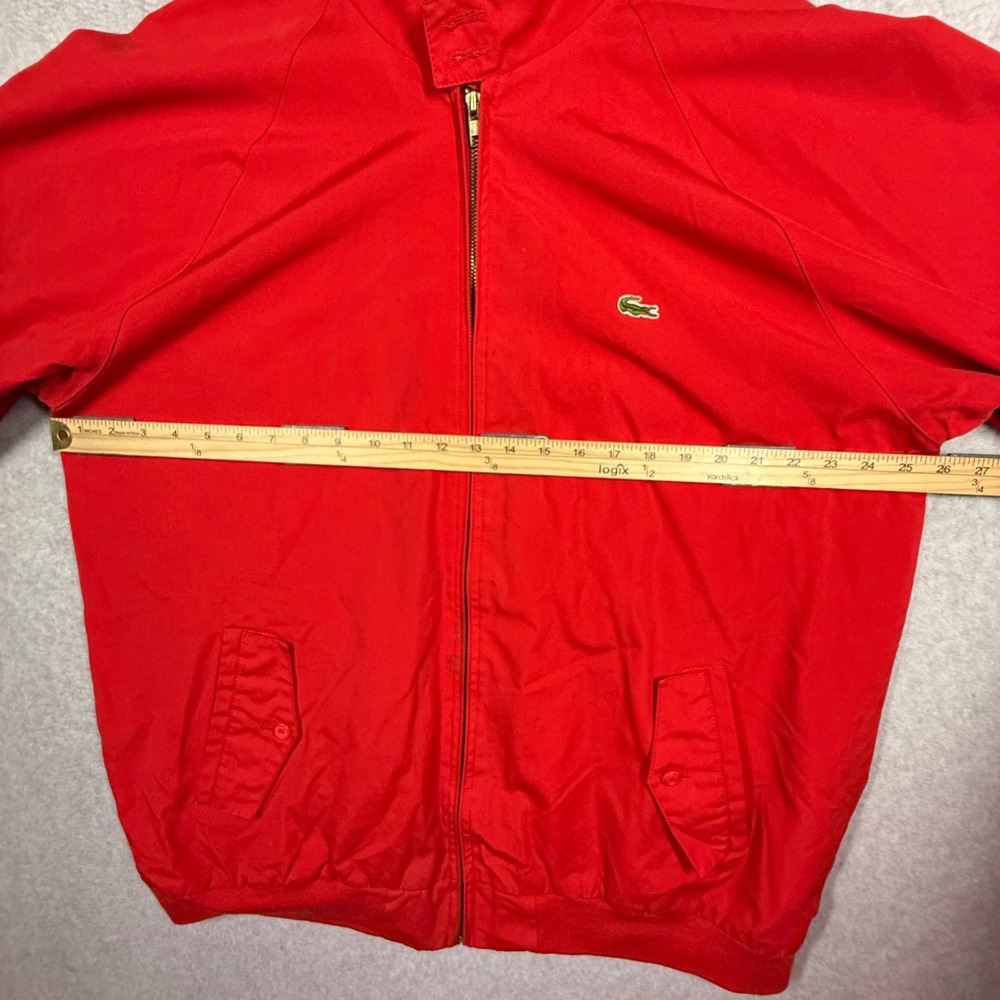 Vintage Izod Lacoste Harrington Jacket Red Plaid Lined Mens XLT Full Zip Coat - Picture 15 of 16